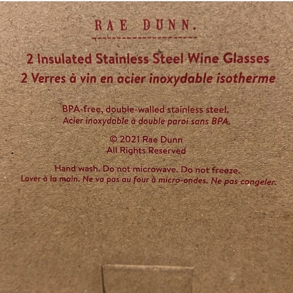 NIB Rae Dunn Red Stainless Steel Stemless Wine Glasses - Picture 3 of 3